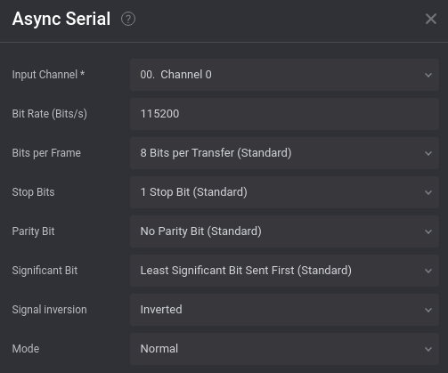 Saleae Logic UART settings