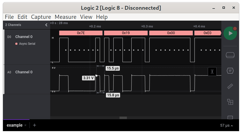 Decoded UART signal